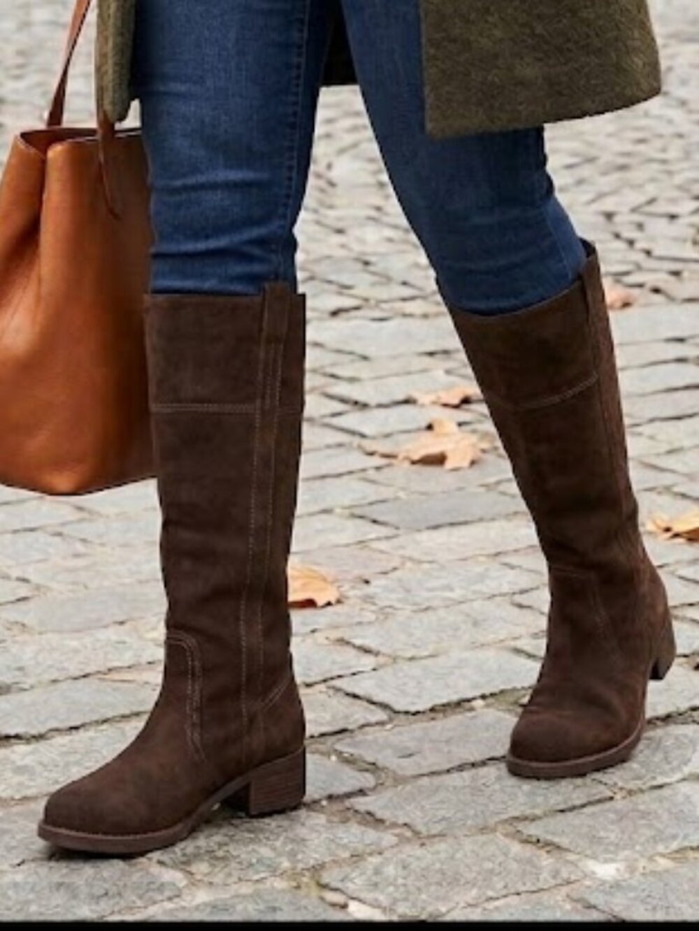 NWOB Women's Lucky Brand Brown Suede Hibiscus Extra Wide Calf Boots Size 8.5